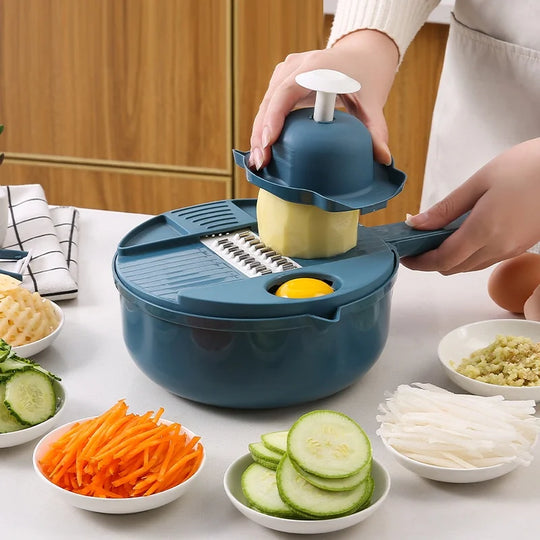 Multifunctional 9-in-1 Vegetable Chopper, Carrot and Potato Manual Shredding and Slicing Machine, Radish Chopper, Kitchen Tool L