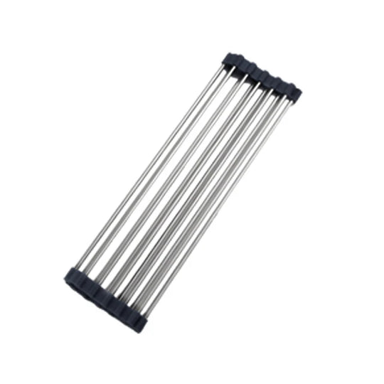 Foldable Stainless Steel Dish Drainer Roll Up Dish Drying Rack Shelf Kitchen Sink Holder Organizer Bowl Tableware Plate Storage