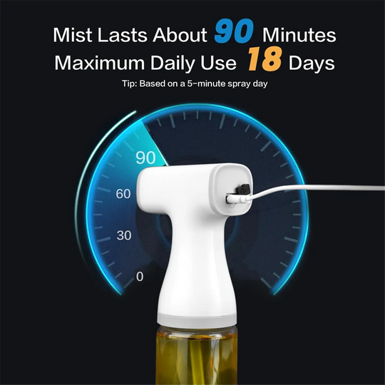 AA91 Electric Olive Oil Sprayer for Cooking, 8.5oz/250ml Adjustable Misting Range Olive Oil Dispenser Bottle with Led Light