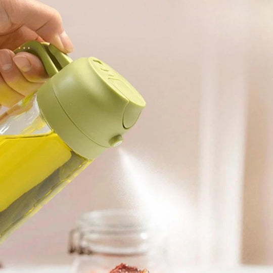 Glass Oil Sprayer for Cooking - 2-in-1 Spray & Pour Olive Oil Mister, Fine Mist Atomizer for Salad, Frying & Roasting, Kitchen﻿