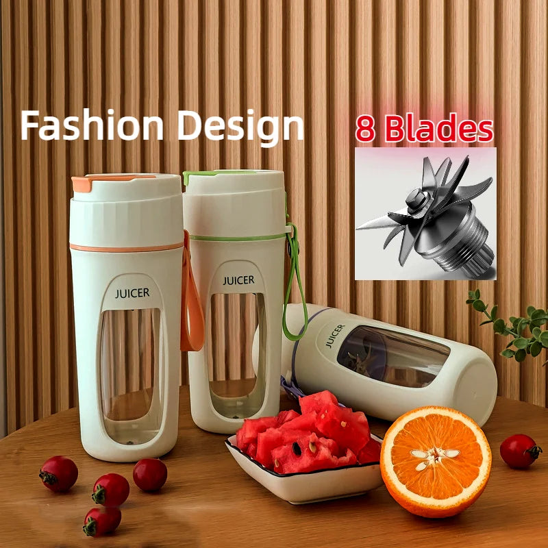 Portable Juicer Mini Electric Blender Multifunction Juice Maker Machine Fruit Mixers Extractors Smoothies Mixer 8 Blades 3000mAh