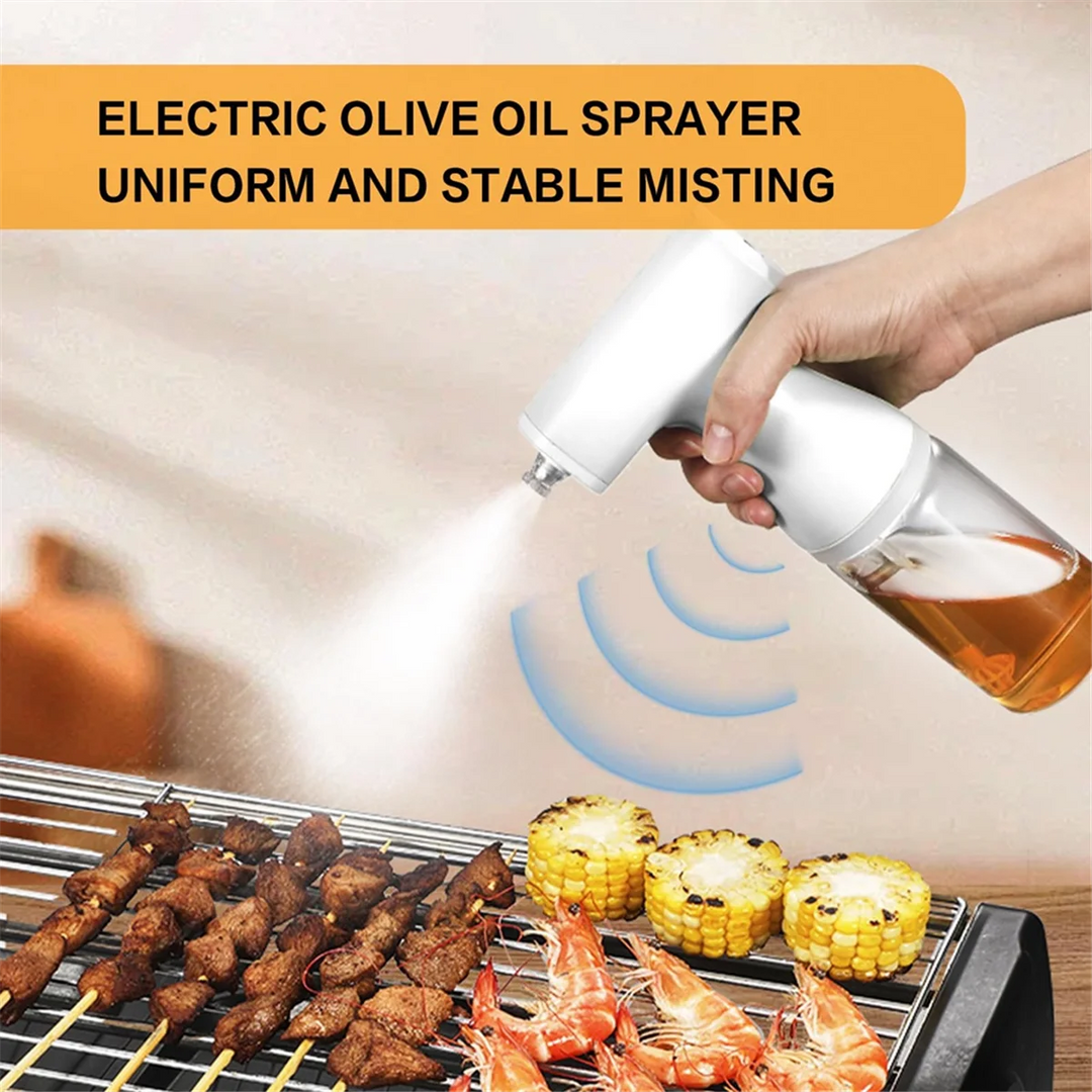 AA91 Electric Olive Oil Sprayer for Cooking, 8.5oz/250ml Adjustable Misting Range Olive Oil Dispenser Bottle with Led Light