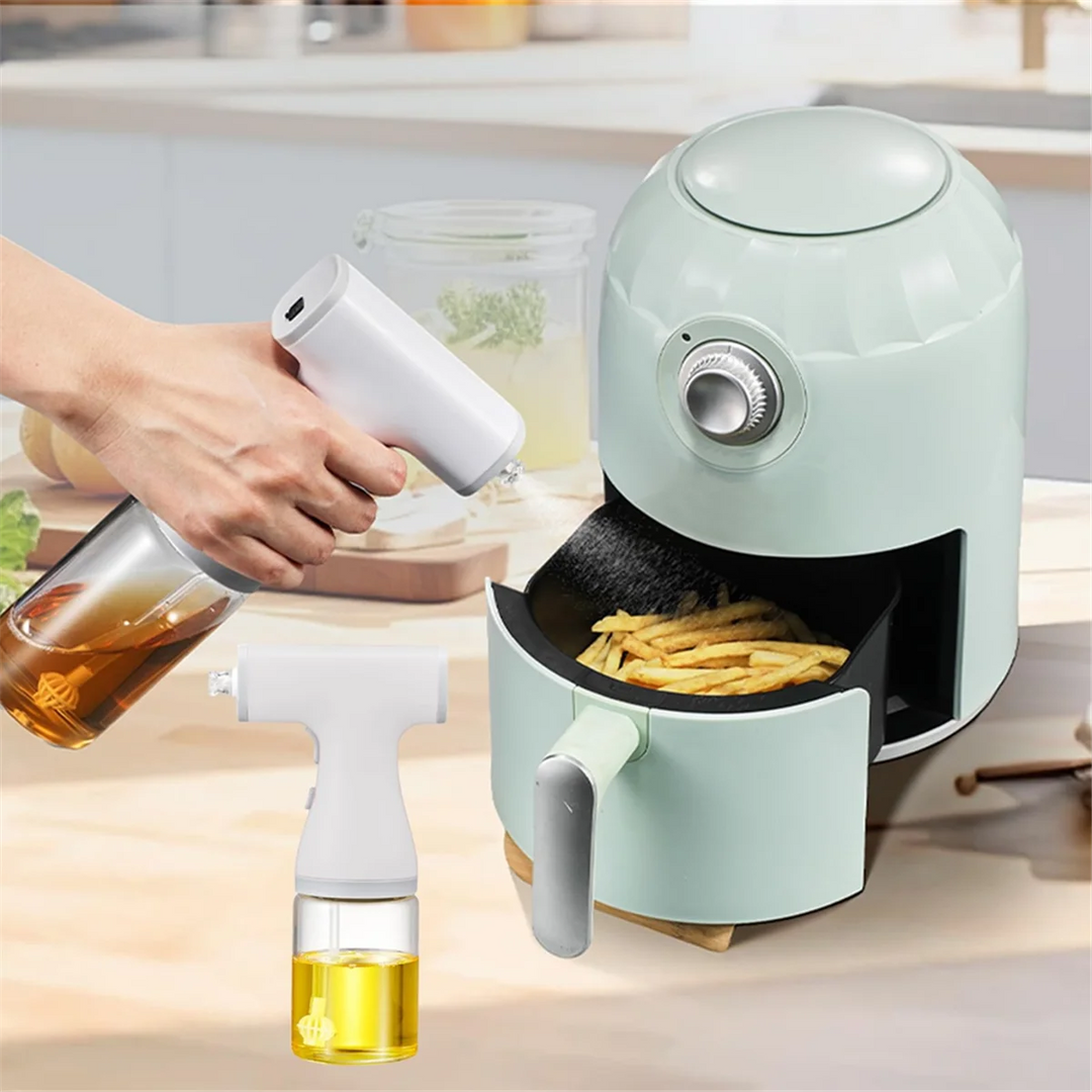 AA91 Electric Olive Oil Sprayer for Cooking, 8.5oz/250ml Adjustable Misting Range Olive Oil Dispenser Bottle with Led Light
