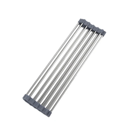 Foldable Stainless Steel Dish Drainer Roll Up Dish Drying Rack Shelf Kitchen Sink Holder Organizer Bowl Tableware Plate Storage