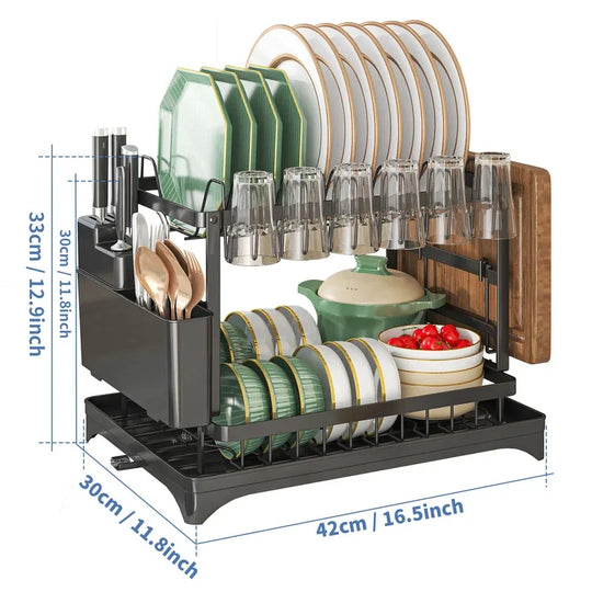 Stainless Steel Dish Rack | Hygienic & Residue-Free Drying | Premium Carbon Steel Construction | Space-Saving Kitchen Organizer