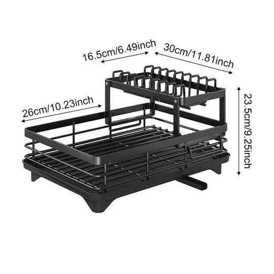Dish Drying Rack for Kitchen Counter – Large Dish Rack with Drainboard, Adjustable Swivel Spout, Rustproof